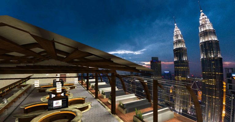 Networking Lounge with Customizes City Backdrop